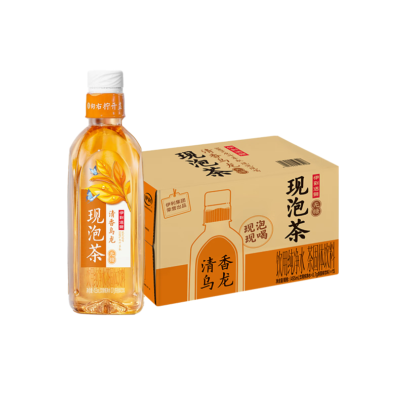 伊利伊刻活泉清香乌龙茶饮料0糖0卡455ml*15瓶整箱东方树叶平替