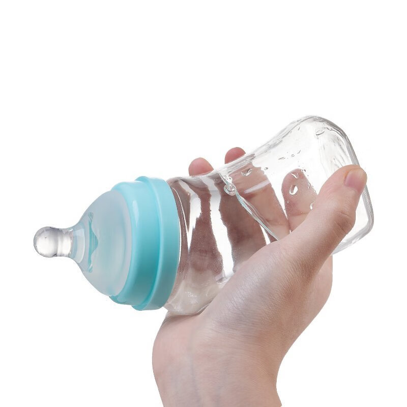 KETAOQI新生儿防胀气奶瓶宽口易洗玻璃宝宝喝水杯子 粉色 240ml