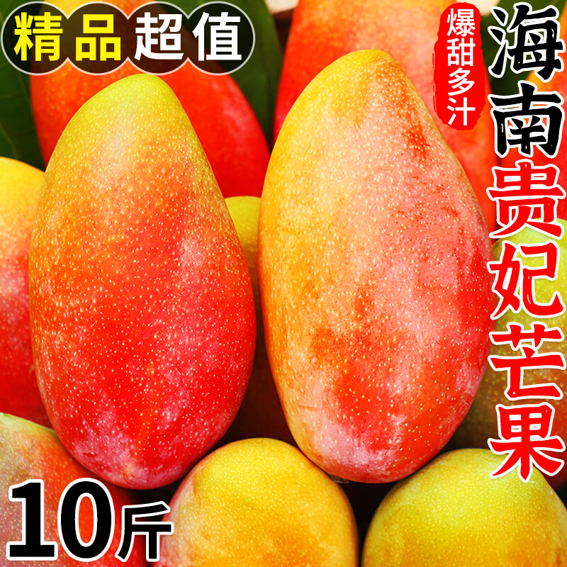 译优农正宗海南三亚贵妃芒果当季现摘新鲜热带水果红金龙芒果 净重9斤大果【单果150-250g】精选