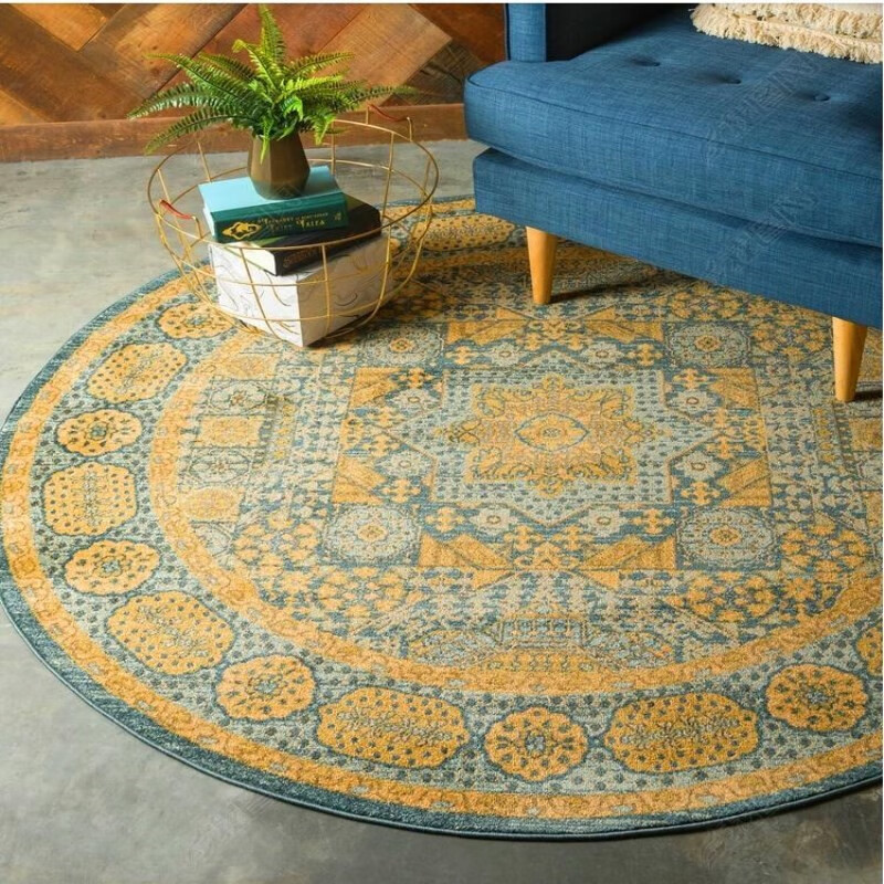 圣艾尔美式复古圆形地毯民族风格波西米亚客厅卧室地毯转椅吊篮圆形地毯 复古圆形1号 平面款直径1米