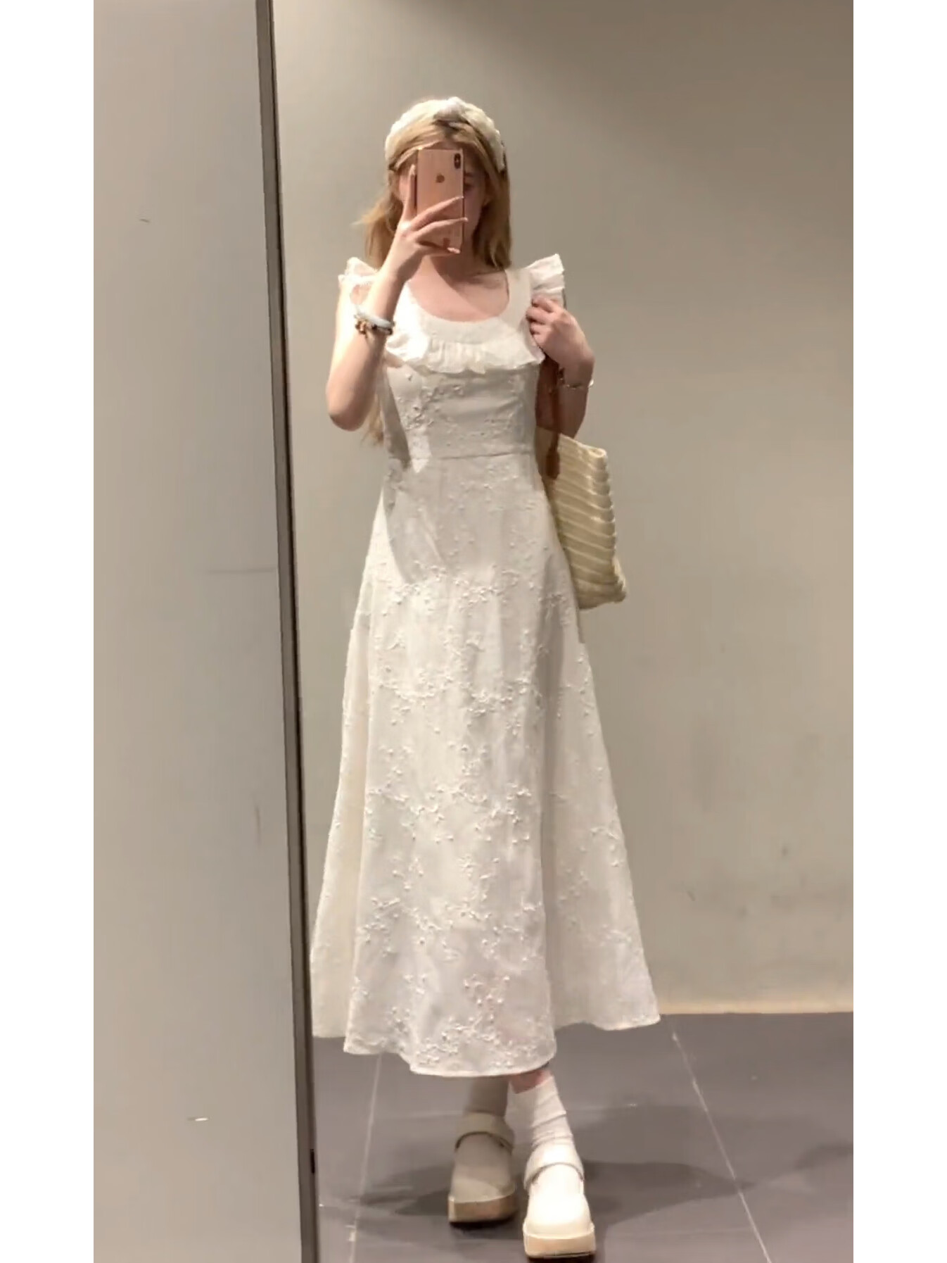 SZEL清晨花影 温柔碎花裙女夏荷叶边a字连衣裙长款2025新款法式茶歇裙 碎花长裙 S