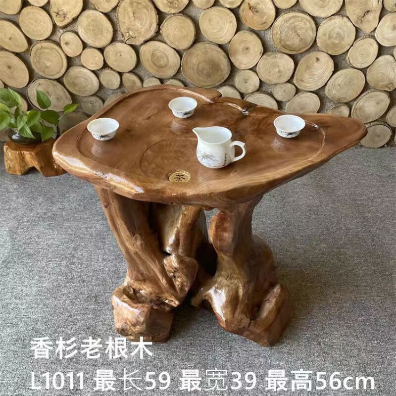 富耐博根雕茶臺簡約原木樹根茶幾小戶型辦公喝茶桌茶手工功夫?qū)嵞静枳?L1011