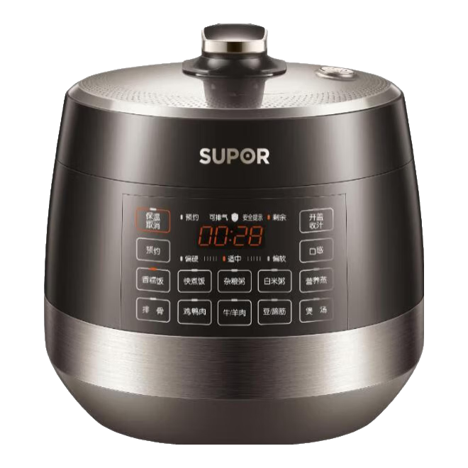苏泊尔（SUPOR）电压力锅 0涂层不锈钢球釜 5L大容量家用多功能压力锅 一锅双胆智能预约高压锅电饭煲3-6人 【【精钢+陶晶】】 5L