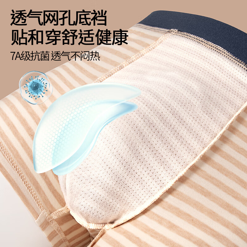 芝麻时光彩棉内裤7A抗菌底档 95%棉纯棉男内裤男全棉短裤衩四角裤100%正品 拍1发3【包含赠共发3条】 XL [100-120斤]