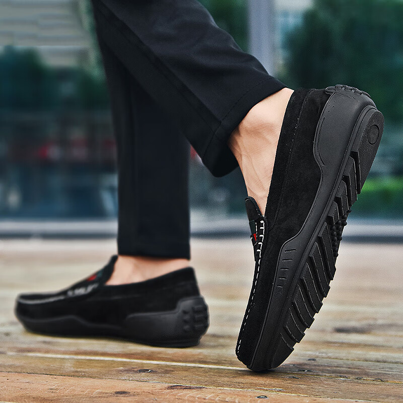 卡帝乐鳄鱼皮鞋男鞋男士商务休闲鞋真皮系带中老年爸爸职场西装通勤正装鞋 5115黑色 43