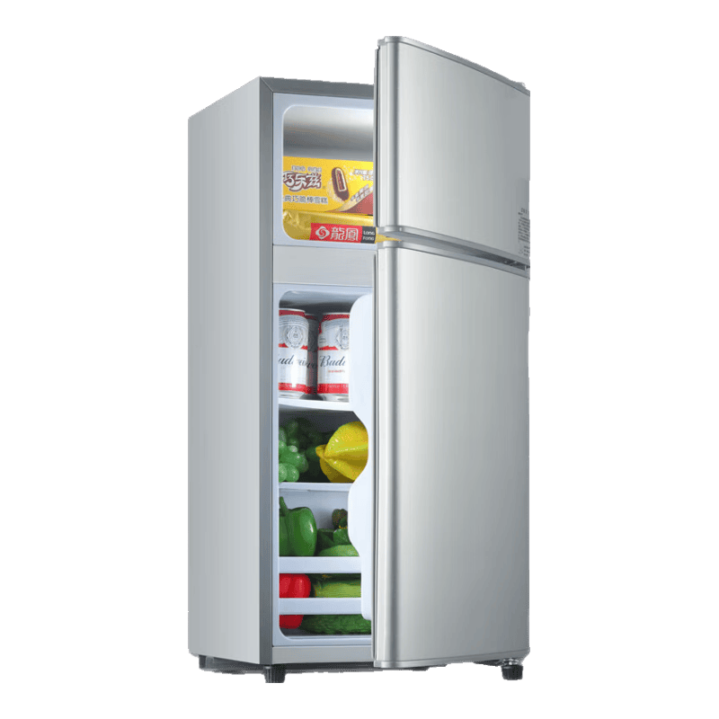 奥克斯小冰箱家用小型迷你冷藏冷冻两用出租房宿舍用节能省电寝室办公室电冰箱 【净化去味】156银色【高效保鲜 铜管速冷】42L