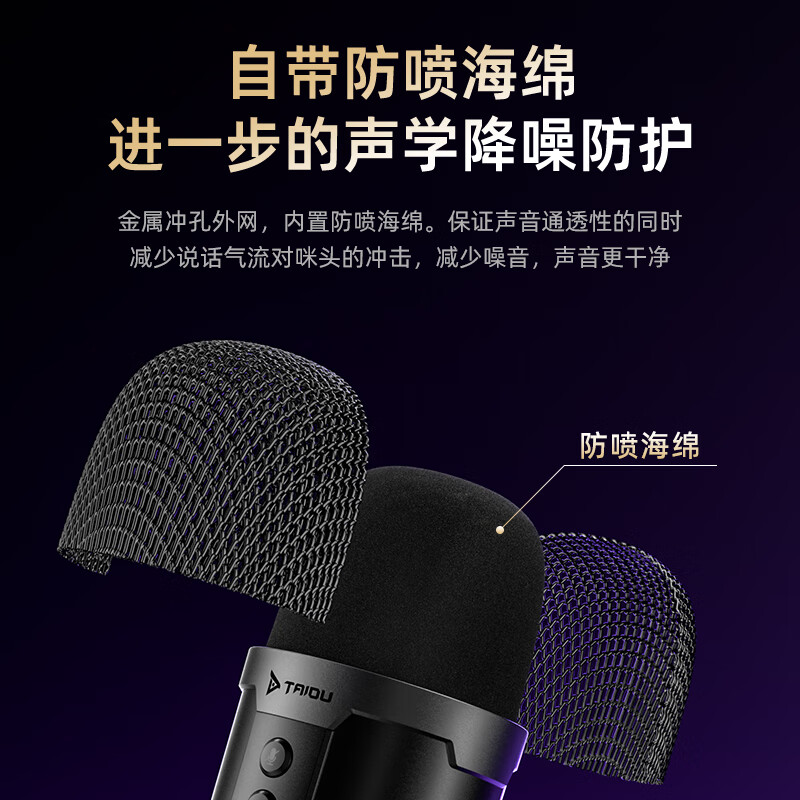 钛度TSP207桌面麦克风电脑主播直播话筒专用降噪电竞游戏会议录音语音USB电容麦台式机笔记本K歌上网课 【USB版】TSP207电脑专用