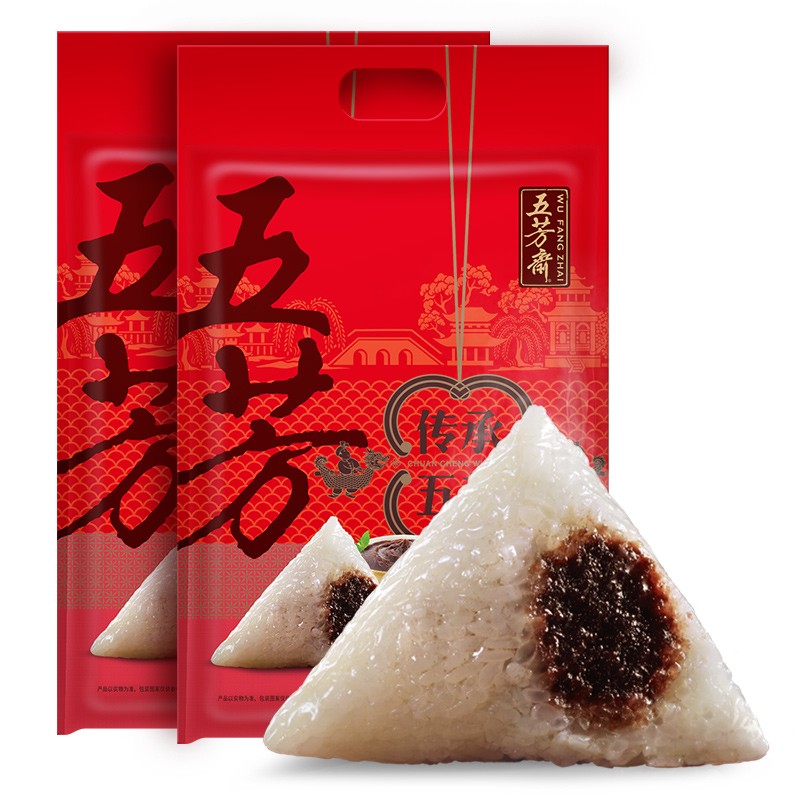 五芳斋 速冻润香豆沙粽子160g*12 共1.92kg 嘉兴粽子甜粽子