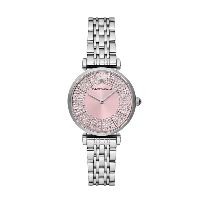 EMPORIO ARMANI 阿玛尼满天星手表女母亲节520情人节礼物送女友镶钻石英表女名表 2025上新樱花粉 AR11686