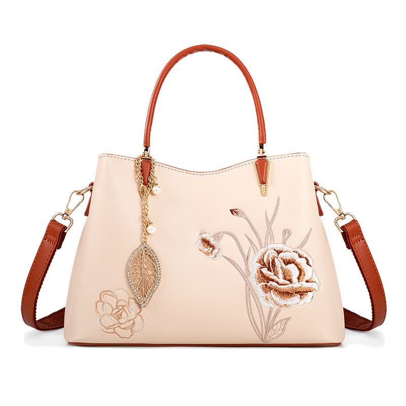 游子吟母亲节礼物送妈妈包包女包实用50岁60长辈女士手提包刺绣款女包 康乃馨刺绣款-赠礼品袋+丝巾