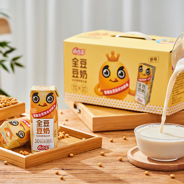 六点半豆奶全豆豆奶250mL*12盒装原味饮料植物蛋白健康营养健康早餐奶 全豆豆奶3.0原味250ml*12盒 京东折扣/优惠券