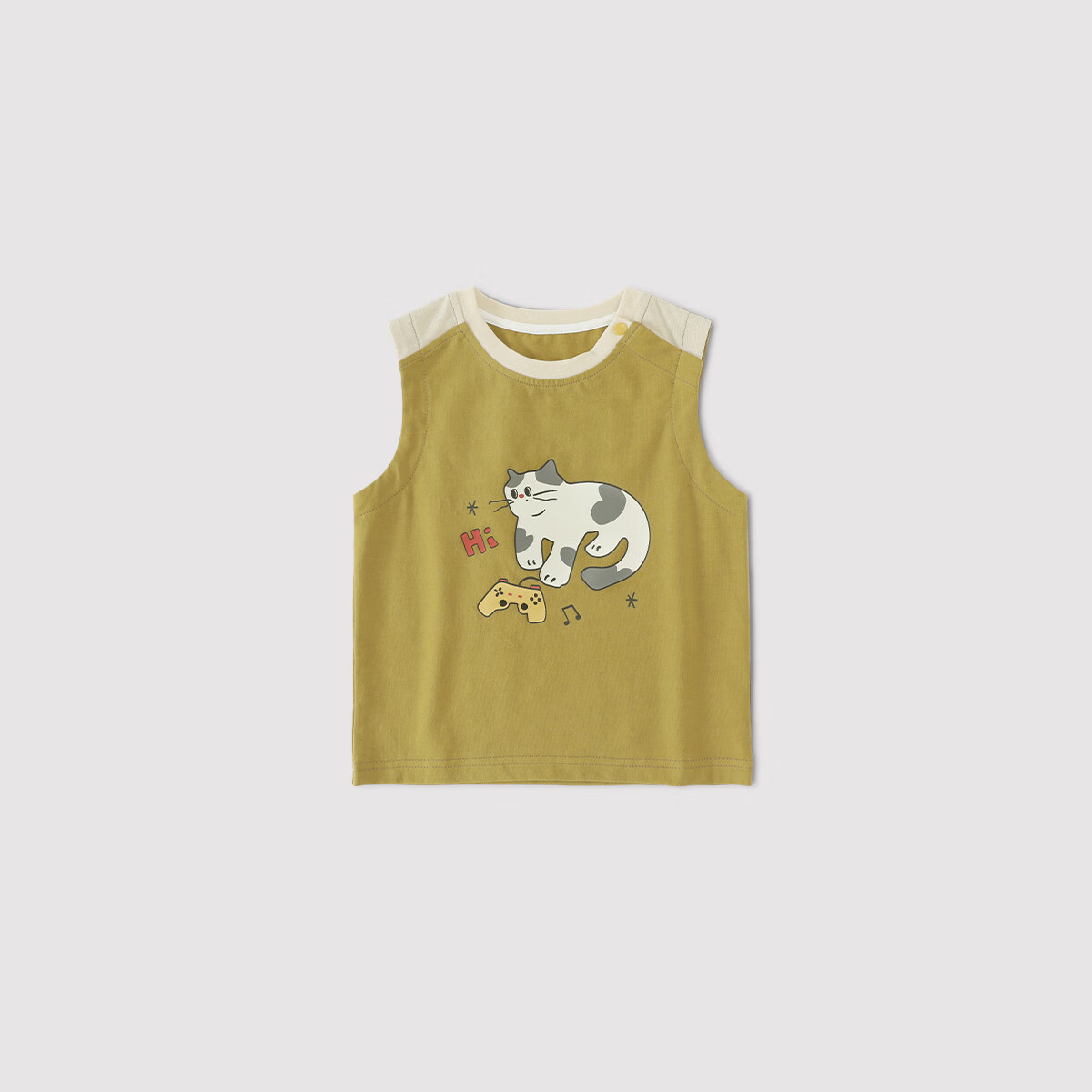 巴厘小猪儿童背心男童2025新款夏季无袖薄款T恤小男孩夏款上衣男宝宝衣服 鹅梨色 73