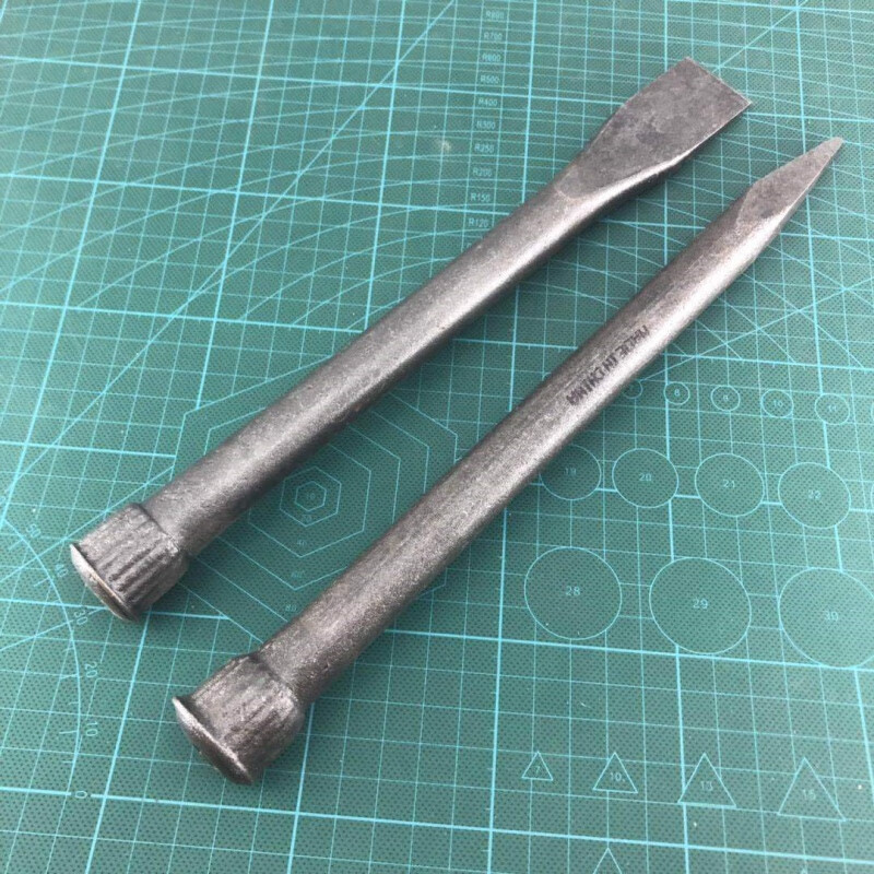 石匠专用工具凿子特钢錾子宰子平头扁凿凿水泥墙钢钎子铁占子 两支装