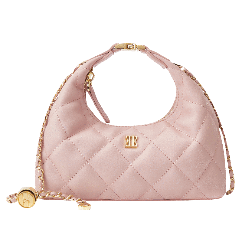 ELLE女包hobo包手提鏈條斜挎包月牙包中秋禮物24640粉