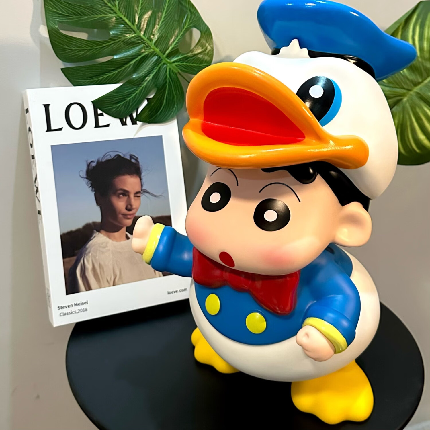 拉布布蜡笔小新洗澡雨衣顶正版潮玩手办桌面摆件动漫周边生日礼物 唐老鸭小新45CM【粉扑+彩妆蛋】