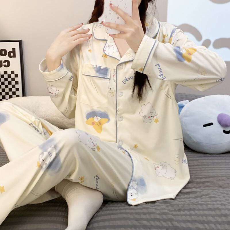 婧麒月子服春夏產(chǎn)后孕婦大碼哺乳睡衣夏季薄款產(chǎn)婦喂奶家居服 星寶Jsy156477 XL
