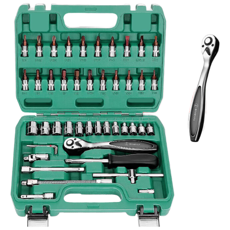綠林（GREENER）47件至尊款棘輪套筒扳手汽修工具套裝修車工具家用小飛快速工具