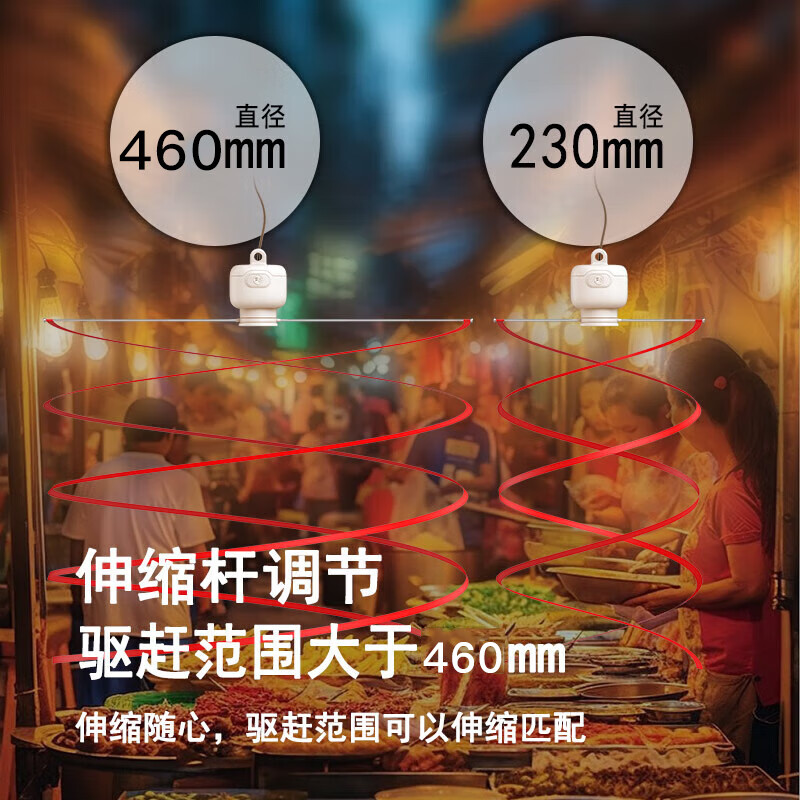 物克驱苍蝇扇USB充电小吊扇水果菜肉档夜市熟食店摆摊专用大范围旋转驱赶苍蝇插电神器 【充电款/3档风力】