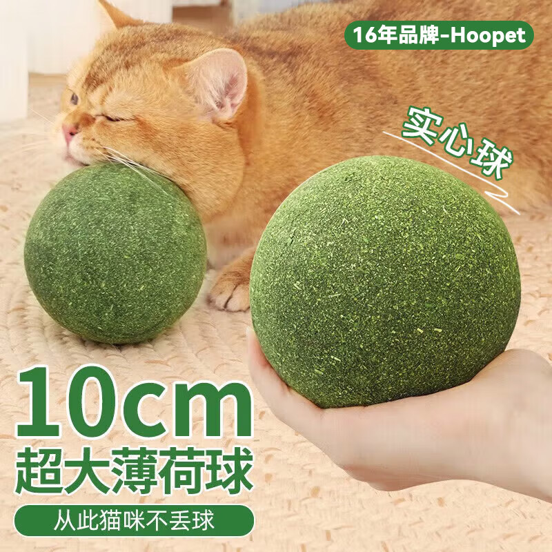 华元宠具（hoopet）猫咪10CM超大猫薄荷球玩具猫草自嗨解闷神器磨牙棒洁齿逗猫木天蓼