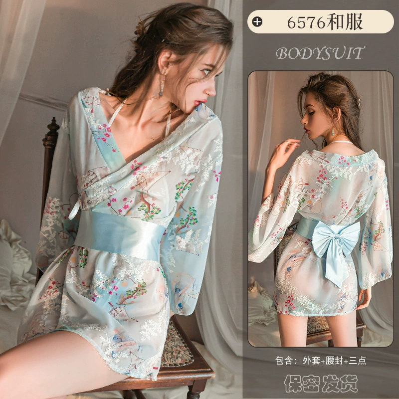 縱趣情趣內(nèi)衣比基尼絨毛胸罩三點(diǎn)式套裝情侶約會(huì)戰(zhàn)衣 【藍(lán)色和服外套】性感三點(diǎn)80-130斤【私密發(fā)貨】 均碼