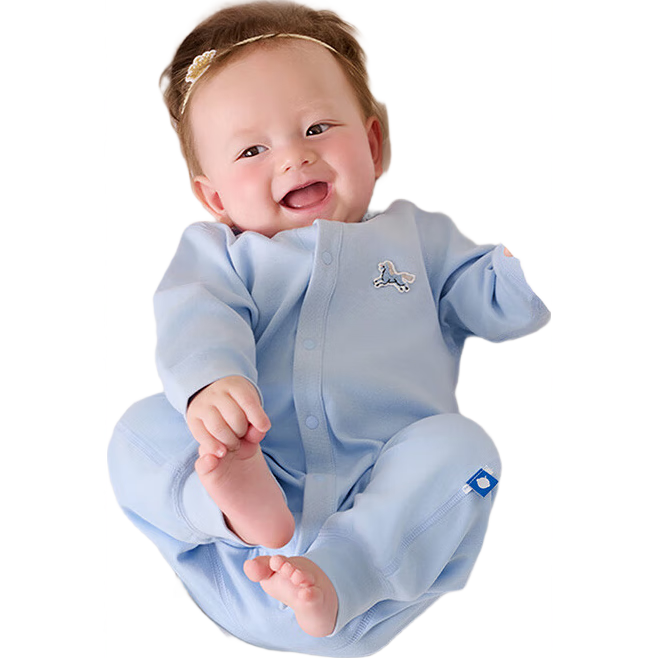 babycare婴儿连体衣纯棉中开爬服秋装婴幼儿包屁衣 天空蓝 73cm 