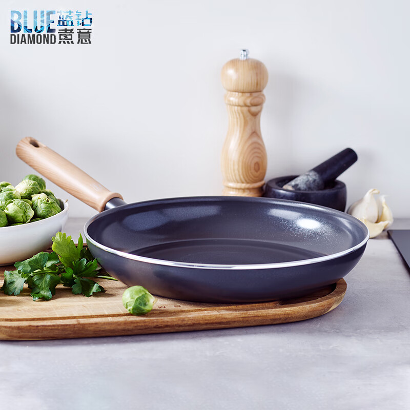 BLUE DIAMOND蓝钻煮意 不粘锅平底锅家用陶瓷早餐锅煎饼烙饼煎牛排煎鸡蛋煎锅 平底煎锅 30cm