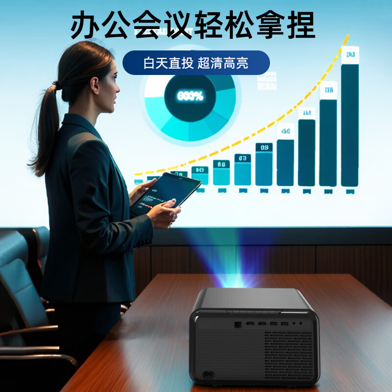 aet新款V417投影仪办公高清会议室专用投影机白天直投可连电脑教学培训投影带幕布 V417办公顶配版(支架幕布+托盘支架)