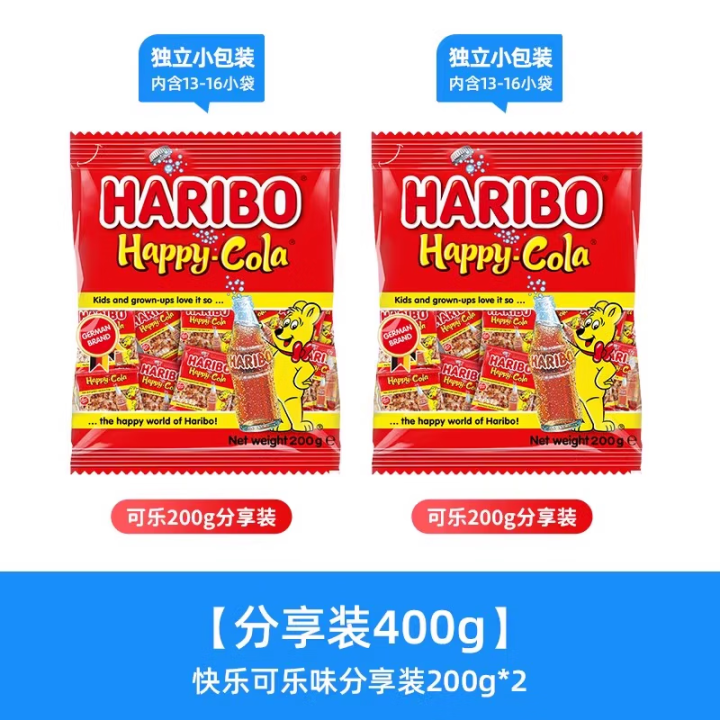 ����HariboС�����ǿ���ˮ����Ͽ�ζ��ͯ�ǹ����н����ʳ������ ����200g*2