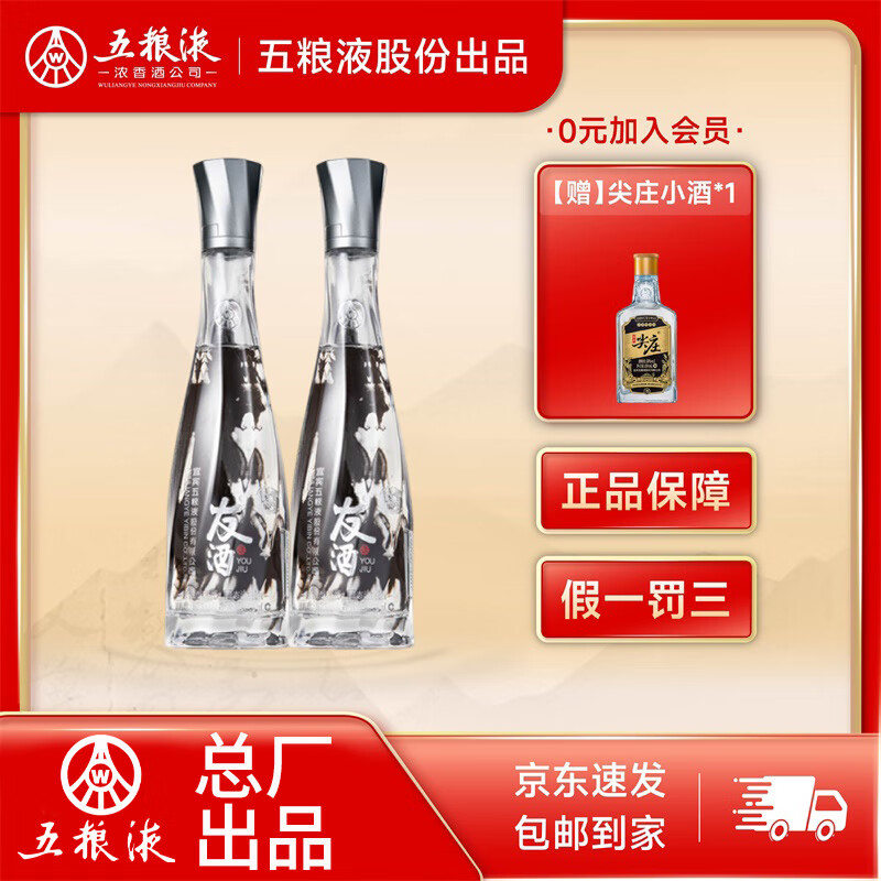 五粮液52度友酒金石500ml浓香型白酒 纯粮酿造 高端商务宴请收藏 52度 500mL 2瓶