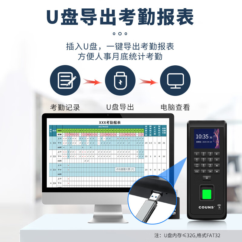 高优（COUNS）指纹门禁一体机控制器系统套装考勤机玻璃门防火门密码门锁F370DS F370DS (单机/不含电源门锁)