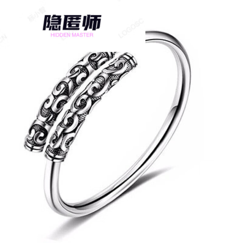 隱匿師緊箍咒銀手鐲s999銀女孫悟空金箍棒手鐲男潮復(fù)古情侶款 復(fù)古金箍捧