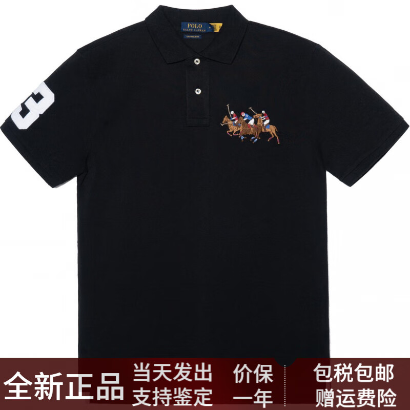 拉夫劳伦（Ralph lauren）马球Logo刺绣短袖Polo衫男款黑色 黑色 M