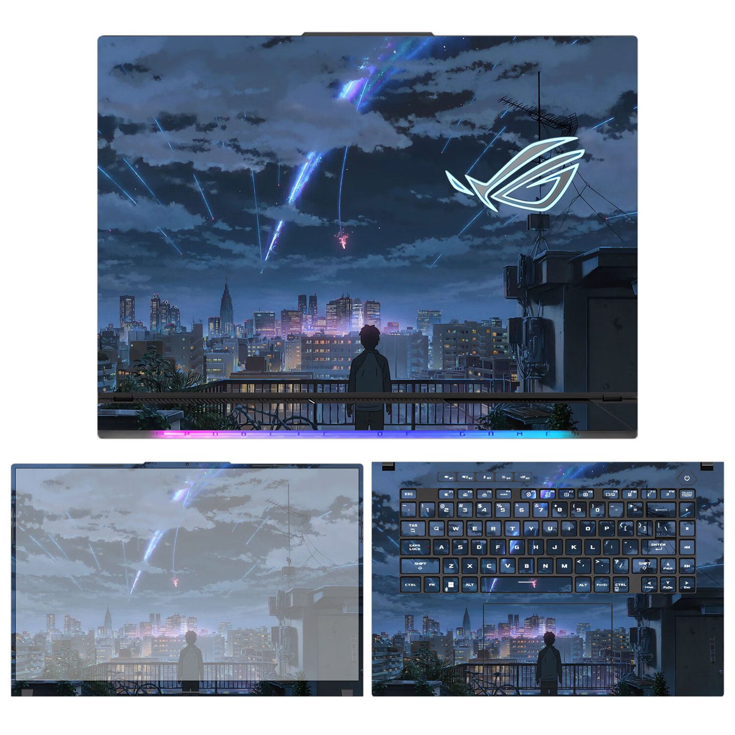 帅嬷 ROG魔霸新锐2025/24电脑贴纸魔霸9枪神9/8/7Plus超竞版笔记本贴膜魔霸6/7Plus/幻16Air外壳保护膜 款式5 ABCD面
