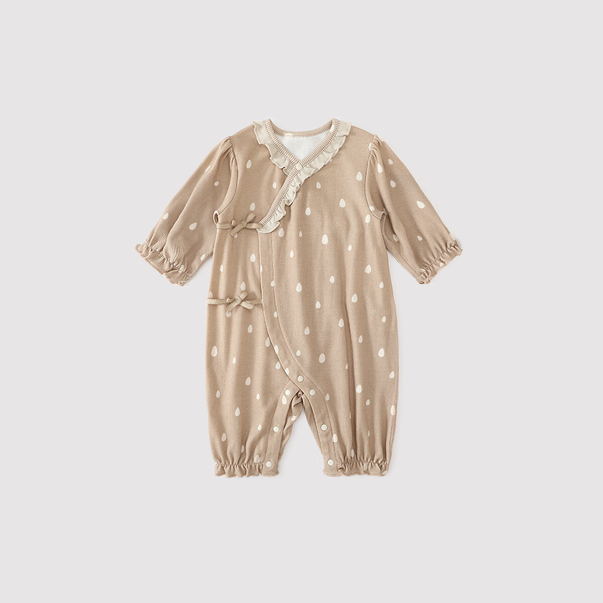 巴厘小猪女宝宝衣服公主风哈衣婴儿睡衣春秋初生儿绑带和尚服 雨滴波点 52cm