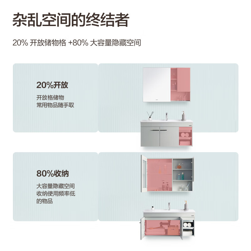 安華衛浴現代簡(jiǎn)約浴室柜套裝陶瓷盆奶油風(fēng)色鏡浴室柜家用莫蘭迪 90cm莫蘭迪青灰色