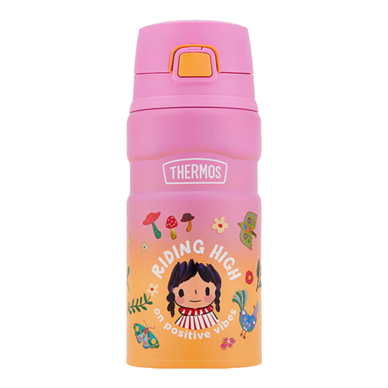膳魔師（THERMOS） 保溫杯微笑魔法森林系列露營男女學(xué)生兒童彈蓋水杯戶外便攜杯子 魔法森林粉色TSK2-500FS-PK 500ml