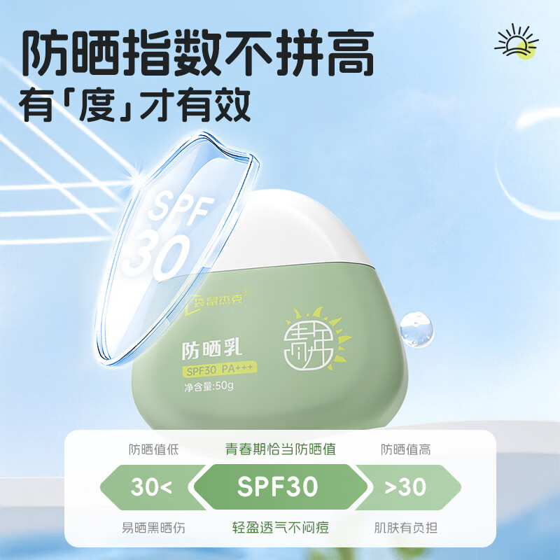袋鼠杰克青少年儿童防晒霜海边/户外/日常物理防紫外线防晒乳清爽不油腻 【日常护肤首选】青少年防晒霜*2