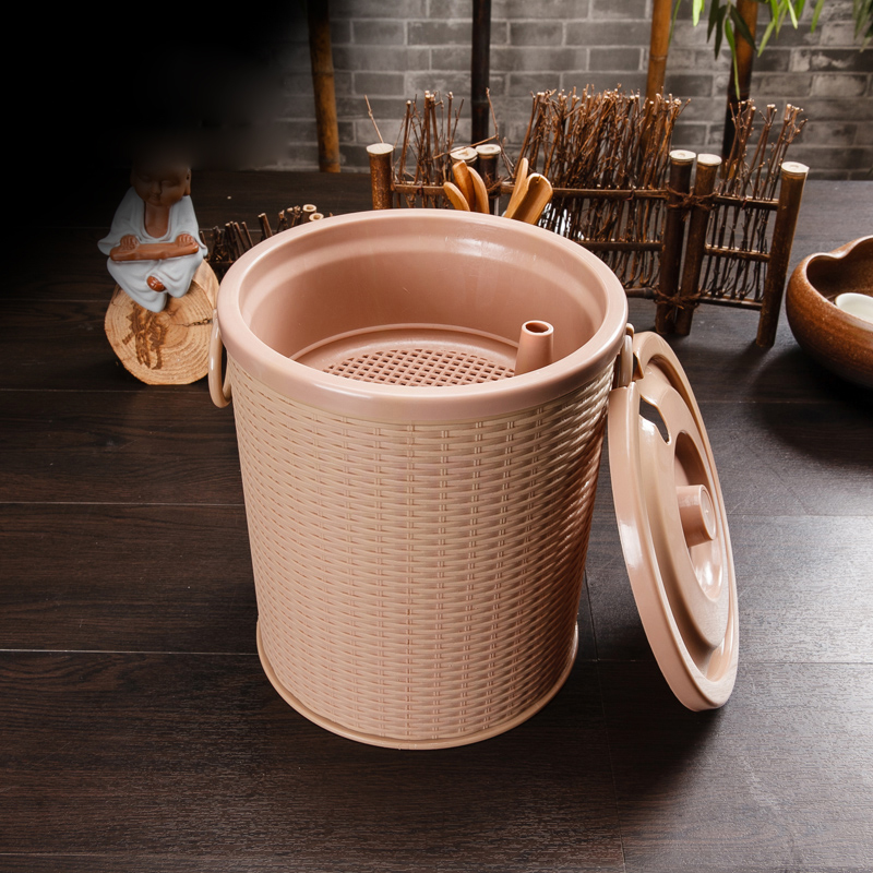 石福记 茶渣桶家用茶水桶塑料排水桶茶道加厚带盖废水桶零配茶具茶道