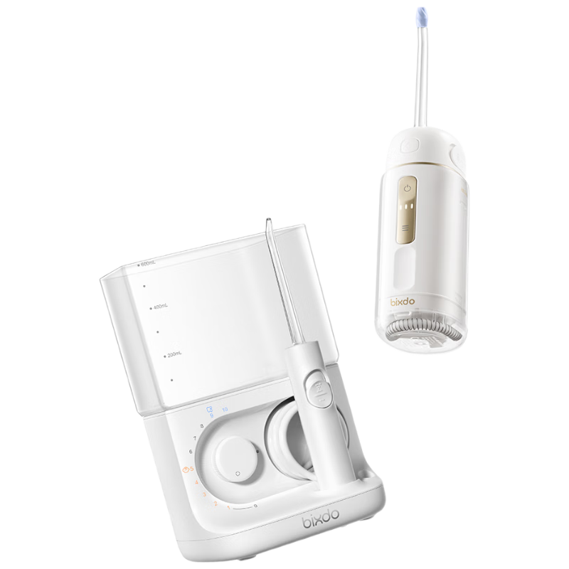 倍至（bixdo）膠囊便攜+臺(tái)式?jīng)_牙器禮盒 醫(yī)用級(jí)洗牙器家用牙齒沖洗器 新年禮物