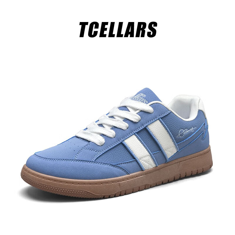 Tcellars德训鞋男鞋春夏新款复古潮流低帮厚底板鞋运动舒适百搭休闲鞋子男 云雾蓝 42