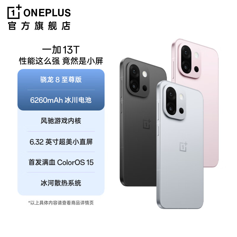 一加 13T 性能超强小直屏 高通骁龙 8 至尊版 6260mAh 冰川电池 AI手机 小屏大魔王 晨雾灰 12GB+256GB