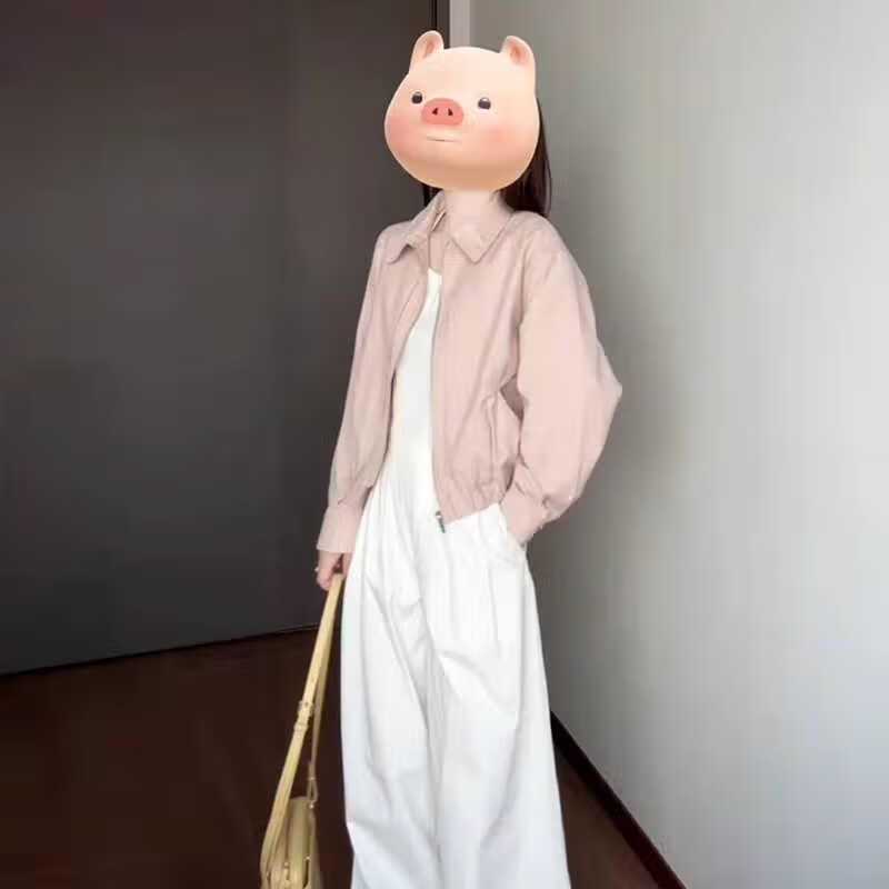 卡迪贝拉2025新款小个子香风粉色夹克外套初春季女装感棒球服短款上衣 粉色今年流行外套/开春季穿搭/ 40 /45kg/s