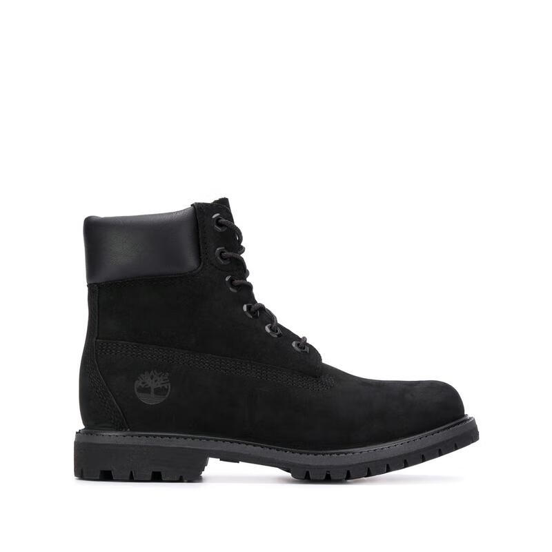 添柏嵐（Timberland）黑色皮革絨面女士馬丁靴 低跟圓頭系帶 ankle boots 黑色 39.5
