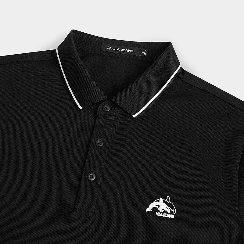 HLA海澜之家旗下黑鲸短袖polo衫男夏季翻领套头上衣一款多色