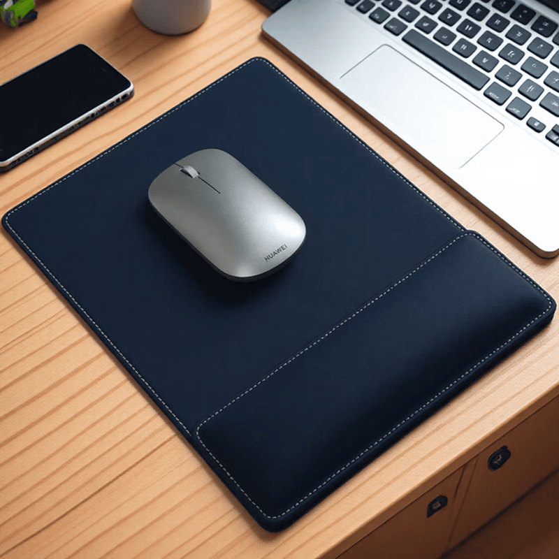 OBOQO鼠标垫护腕手腕垫二合一可自由组合PU皮革质感护手腕托慢回弹柔软舒适商务办公礼品支持定制 宝蓝色【鼠标垫腕垫套装】