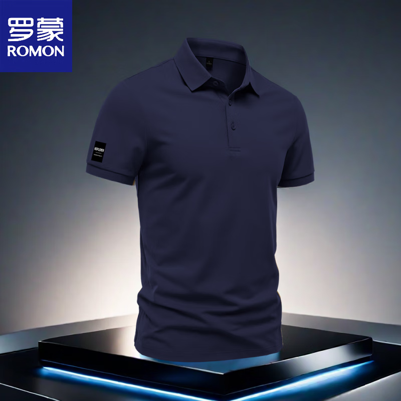 罗蒙（ROMON）新款t恤男士polo休闲夏季商务翻领多色透气户外半袖修身纯色大码 咖啡色 L 体重115-130斤