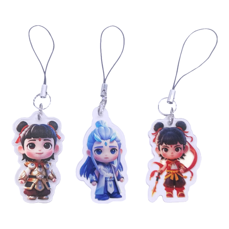 哪吒敖丙动漫可爱趣味周边亚克力钥匙扣高颜值挂件手机挂饰 哪吒手机挂绳随机1个装