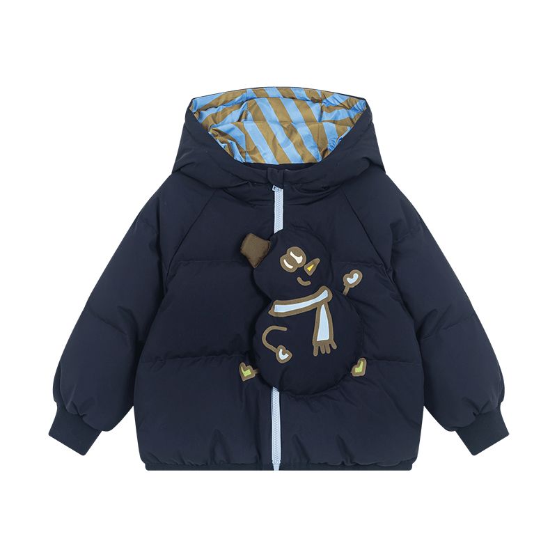 马·拉?。∕.Latin）/童装儿童羽绒服24冬新款女小童雪人肌理感短款羽绒服 藏青 120