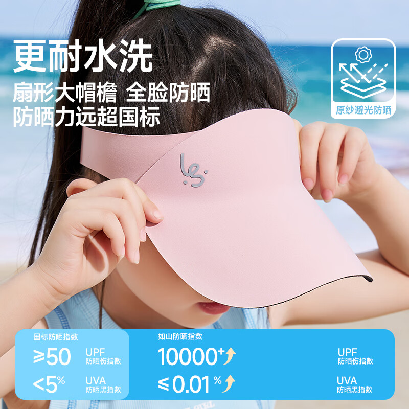 如山儿童防晒帽户外遮阳帽宝宝太阳帽防紫外线大帽檐空顶透气帽子 【基础款】云雾蓝 2-15岁【成人可带】