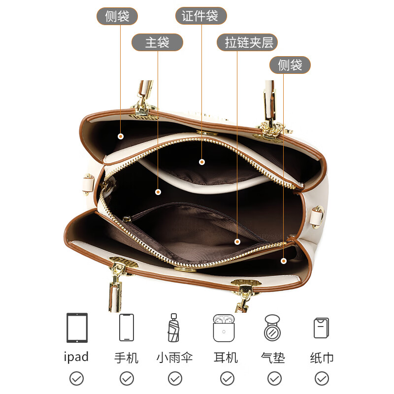 纪诗哲包包女包2025新款轻奢侈女士斜挎手提包女款情人节生日礼物送老婆 米白色【当日/次日达】热销